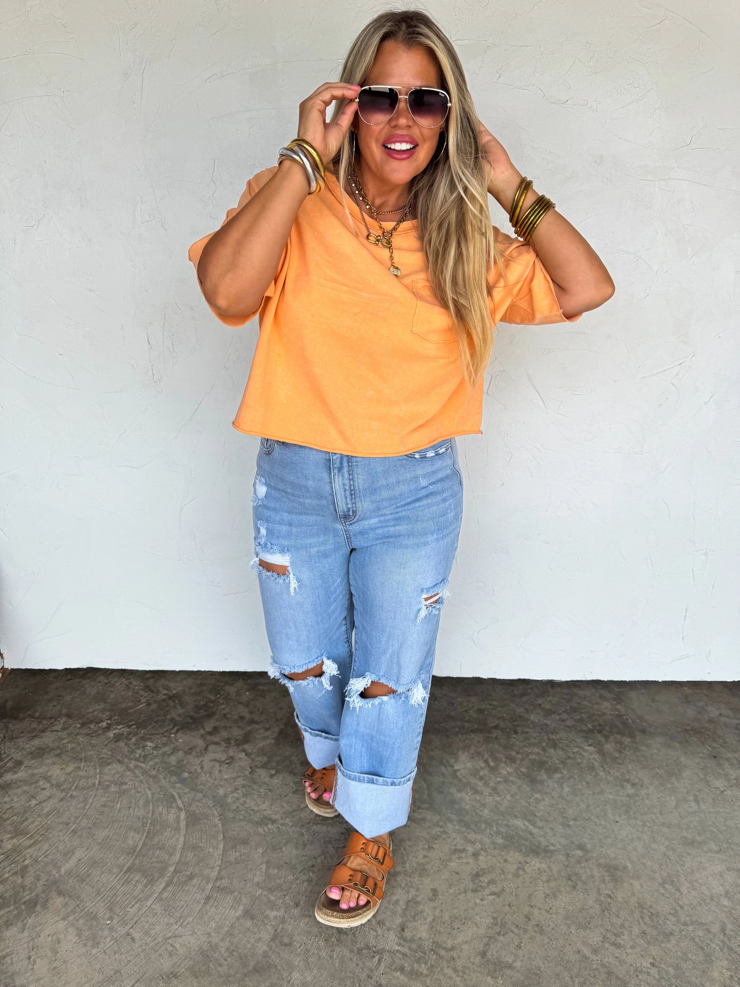 Regan raw hem tee (4 colors)