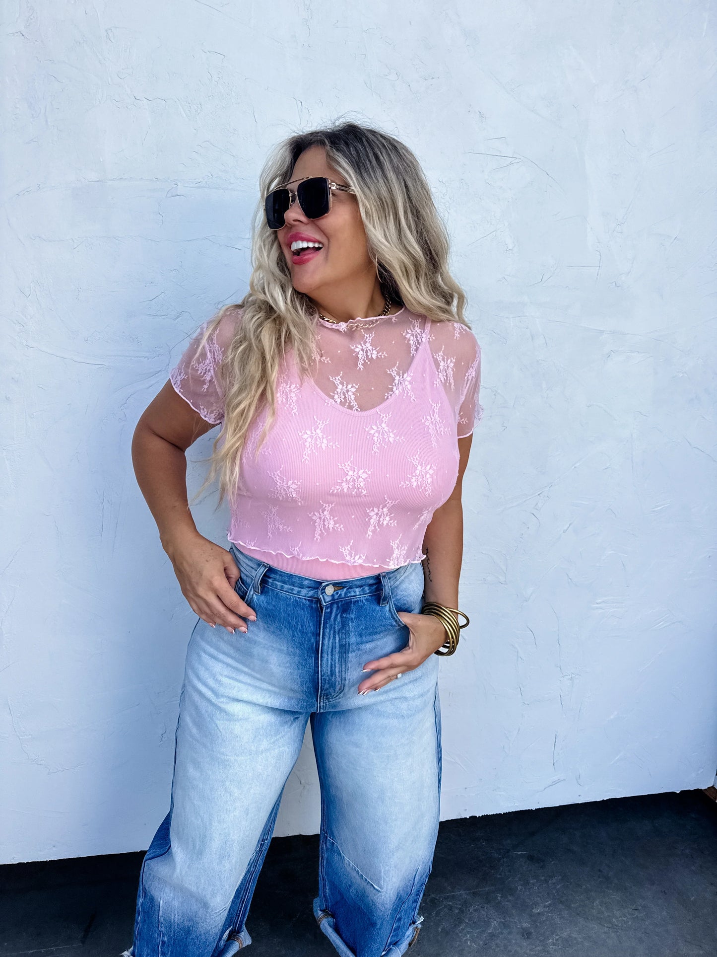 alle short sleeve lace top (4 colors) • Quick Ship