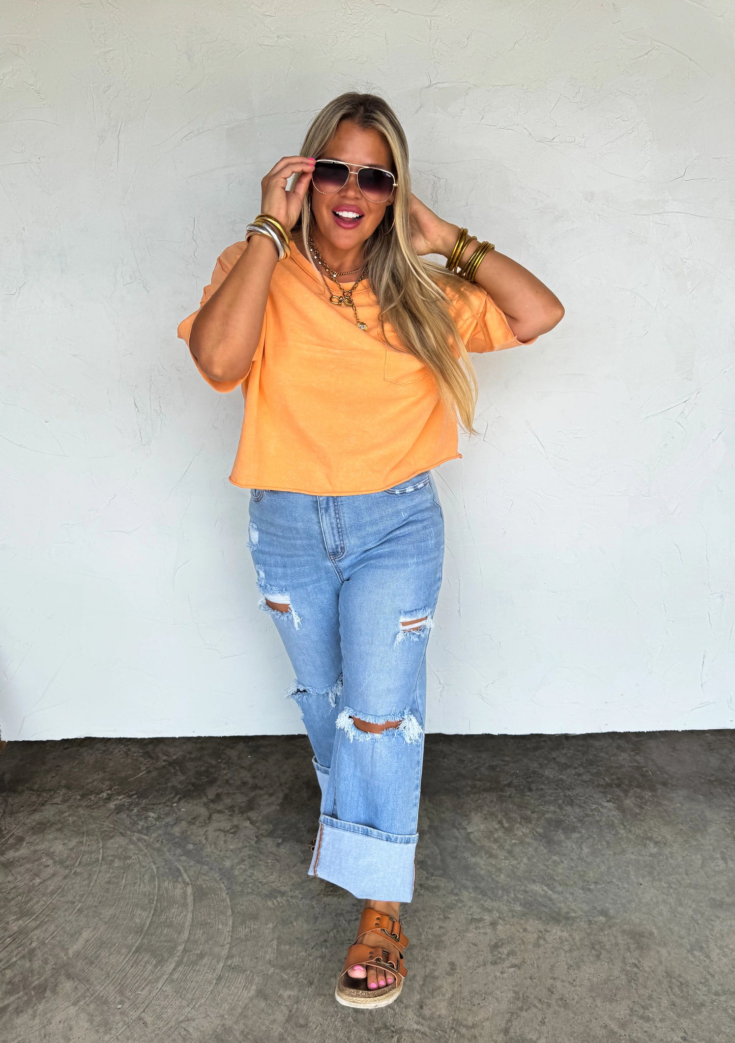 Regan raw hem tee (4 colors)