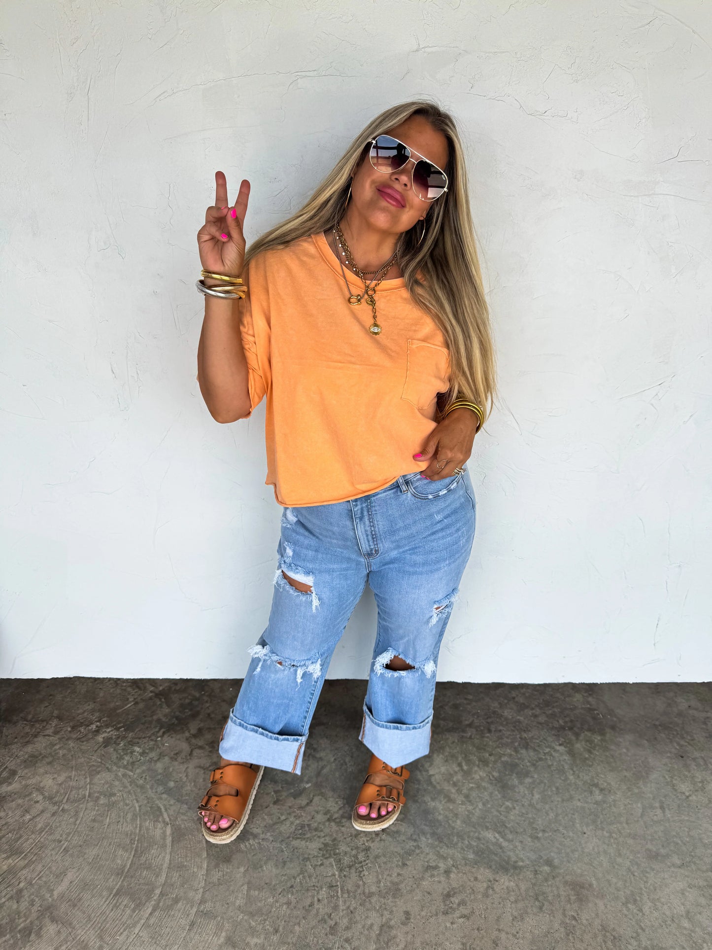 Regan raw hem tee (4 colors)