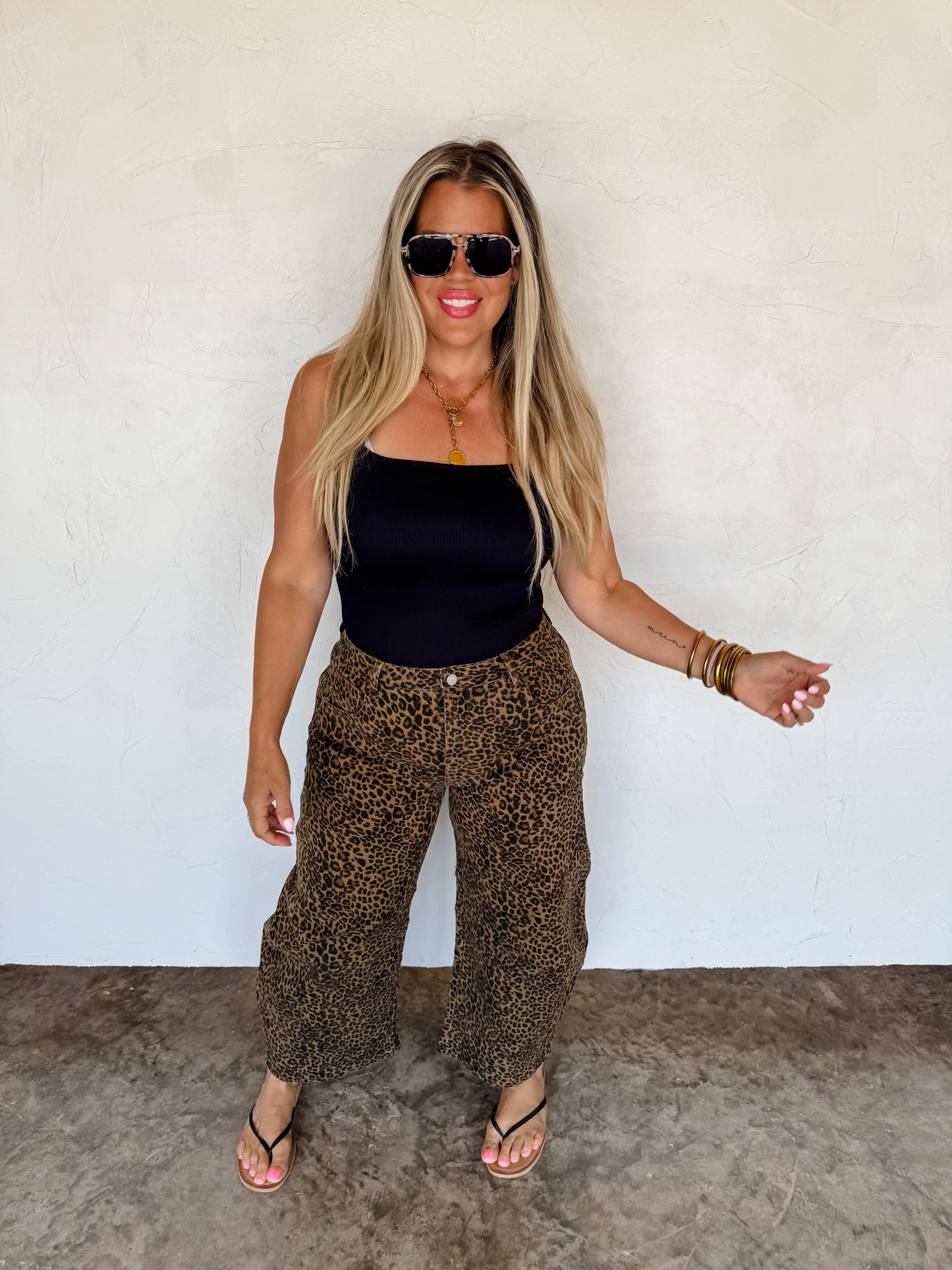 bex cheetah barrel jeans (stretchy) • Quick Ship