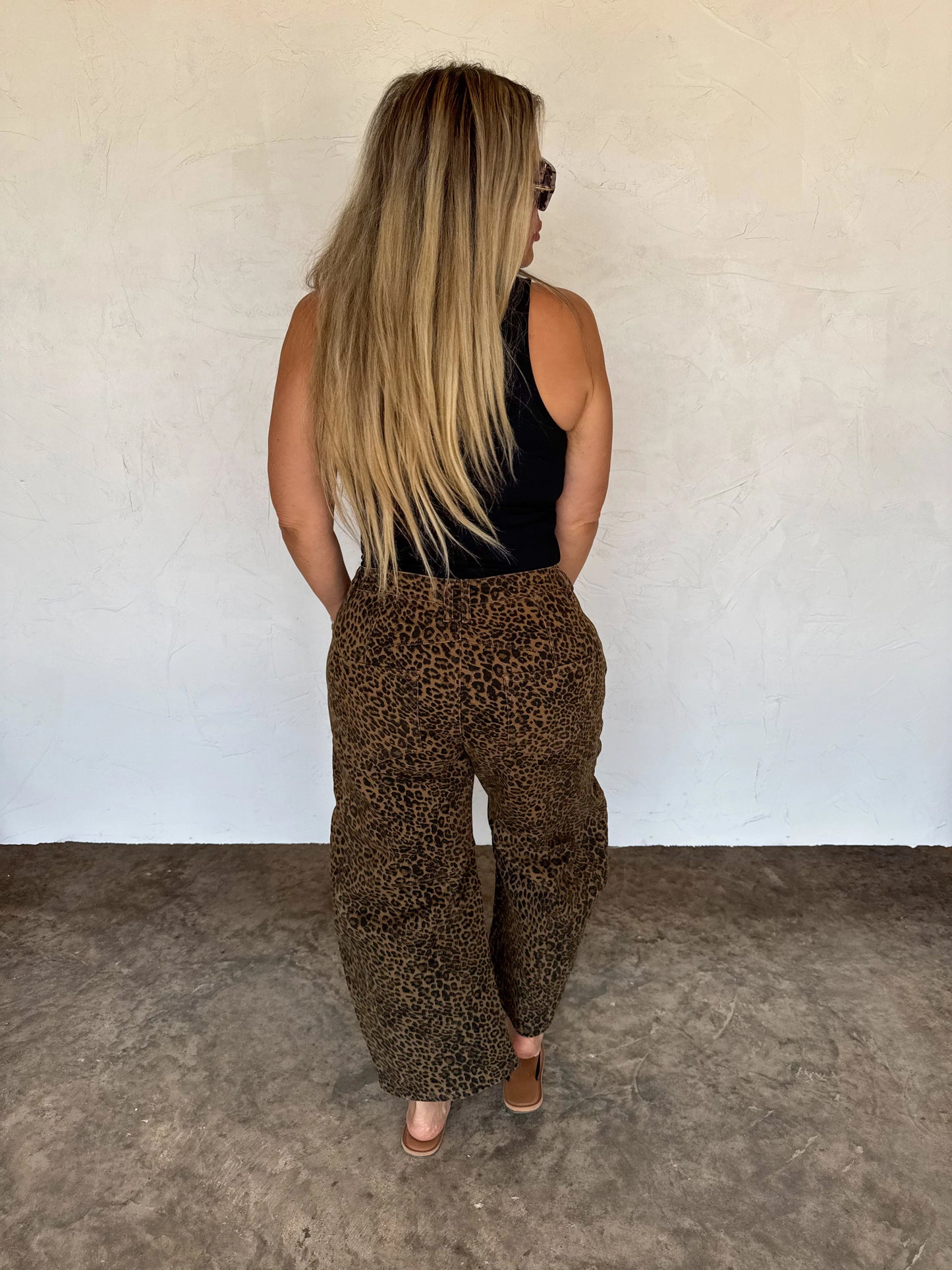 bex cheetah barrel jeans (stretchy) • Quick Ship