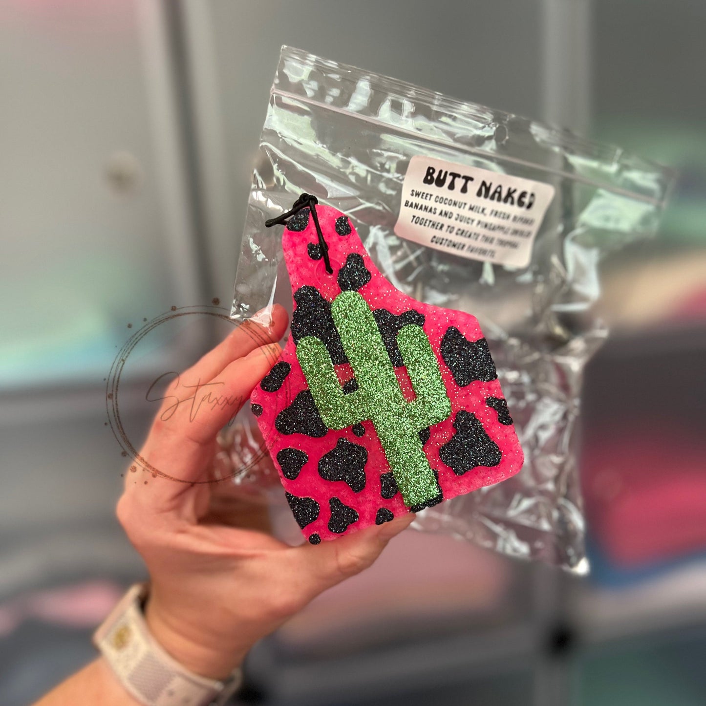 cow tag & cactus freshie