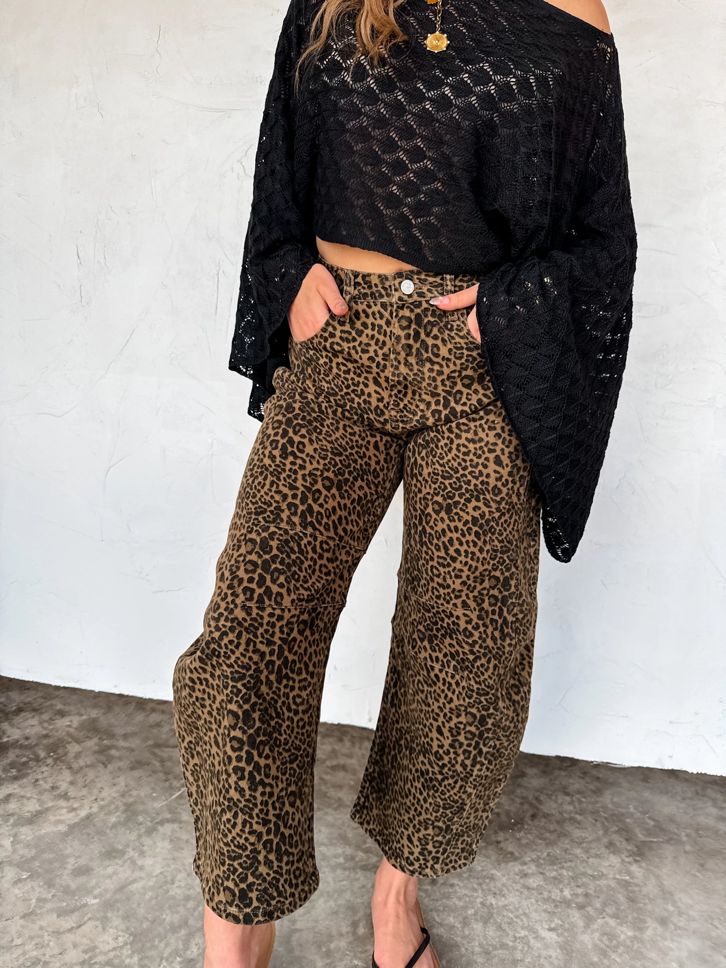bex cheetah barrel jeans (stretchy) • Quick Ship
