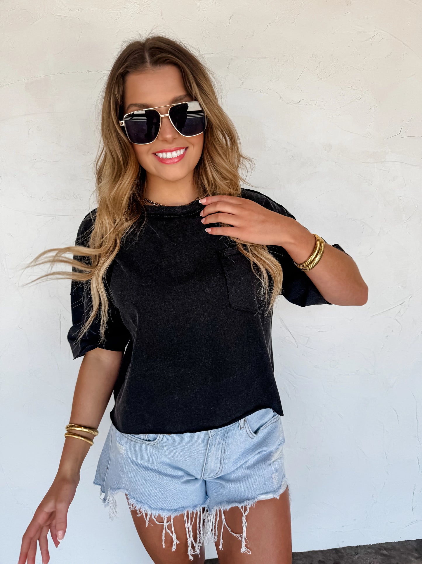 Regan raw hem tee (4 colors)