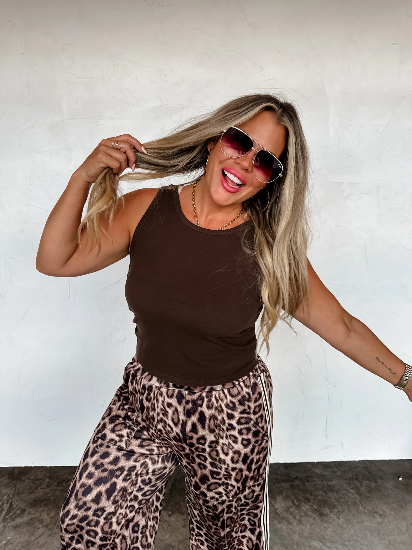 Haddie Silky Cheetah wide leg pants