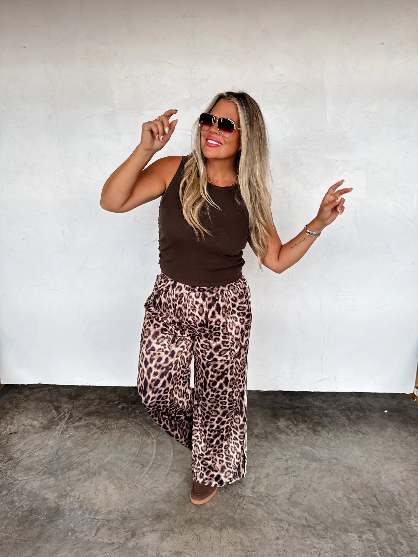 Haddie Silky Cheetah wide leg pants