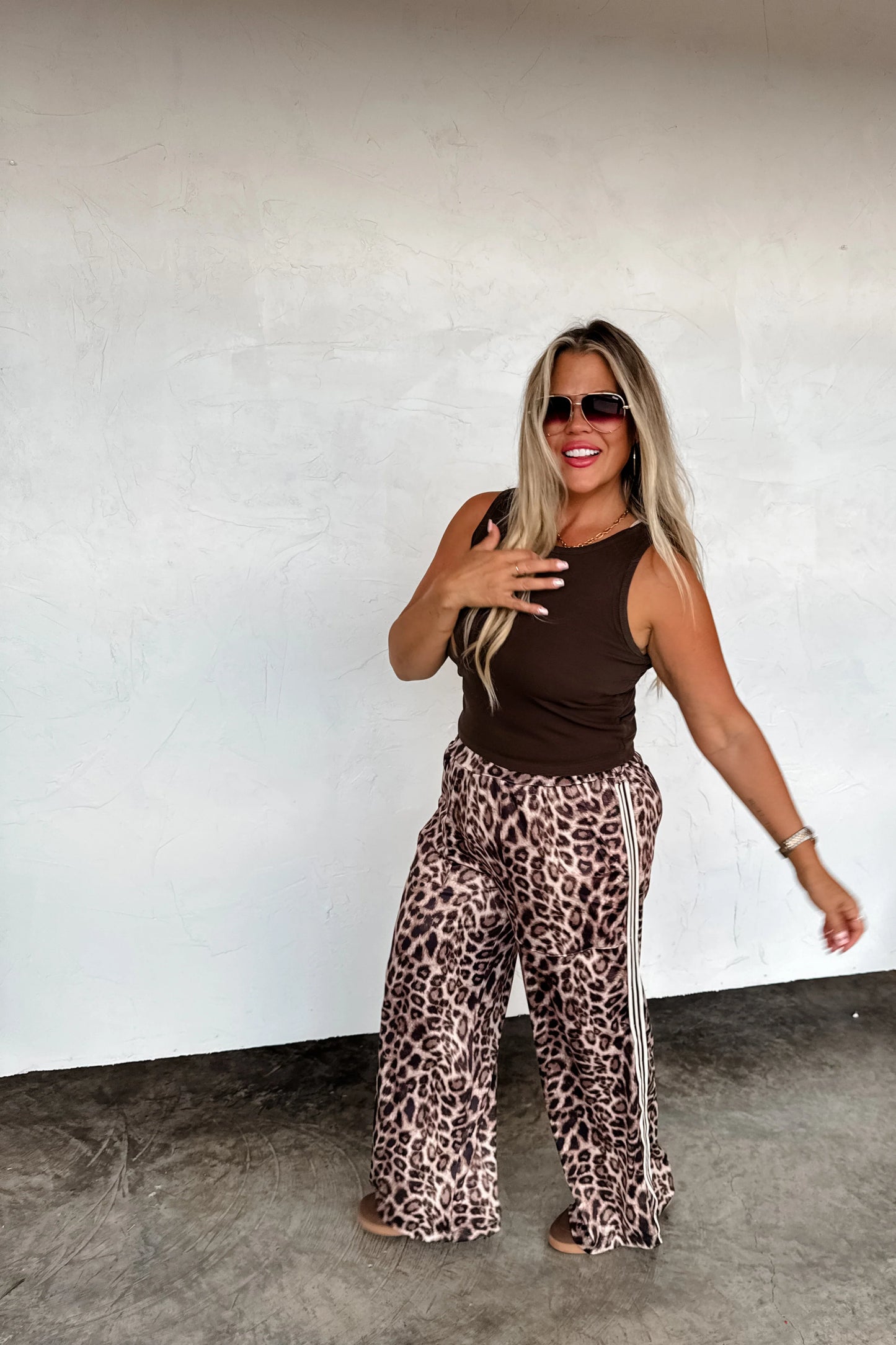 Haddie Silky Cheetah wide leg pants