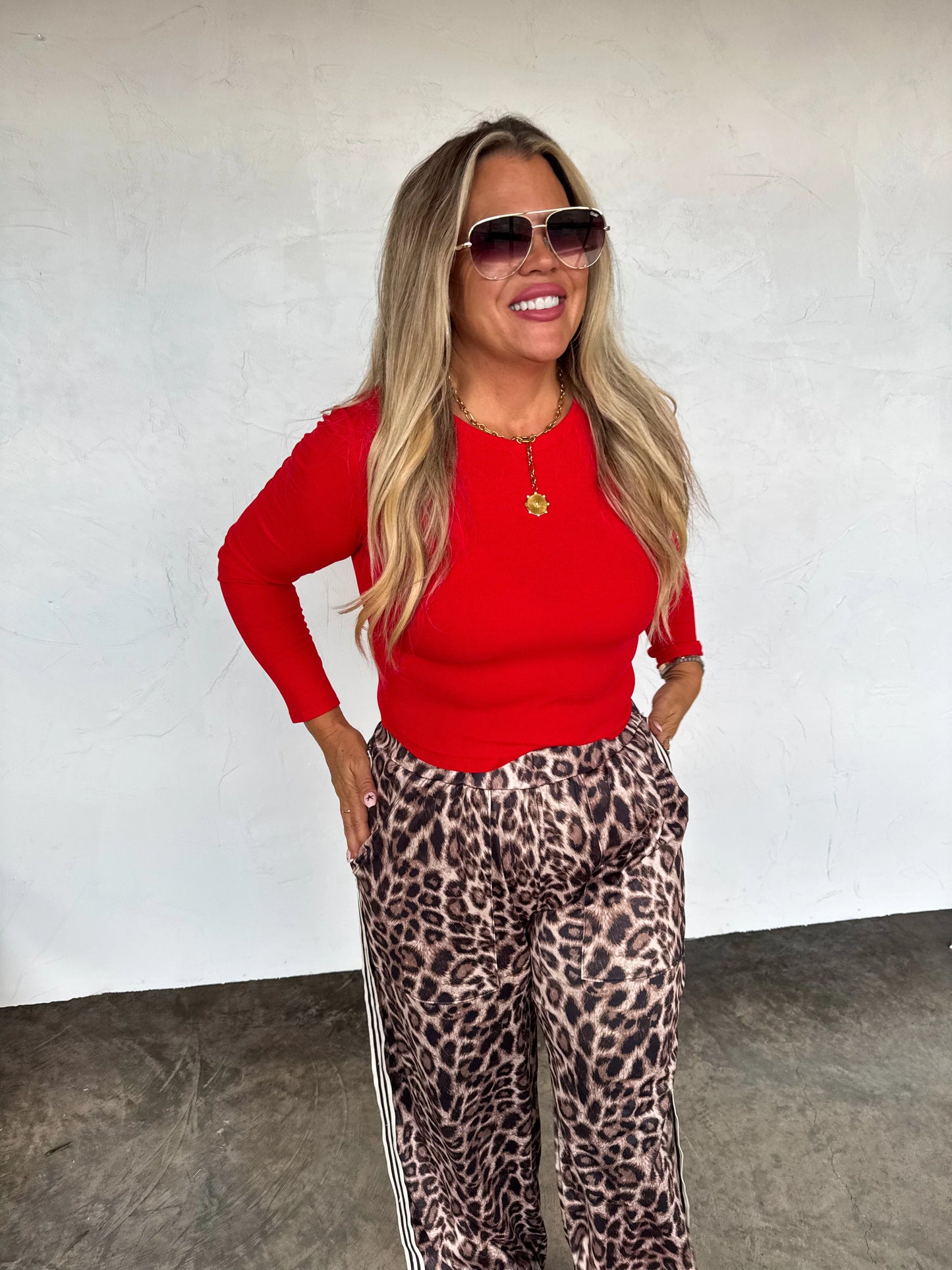 Haddie Silky Cheetah wide leg pants