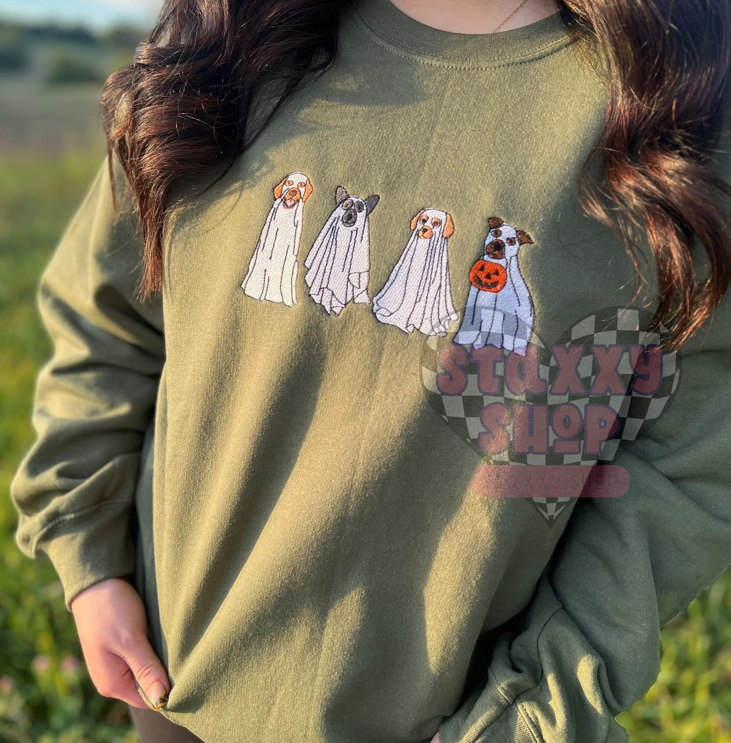 PREORDER : spooky pups embroidered crew