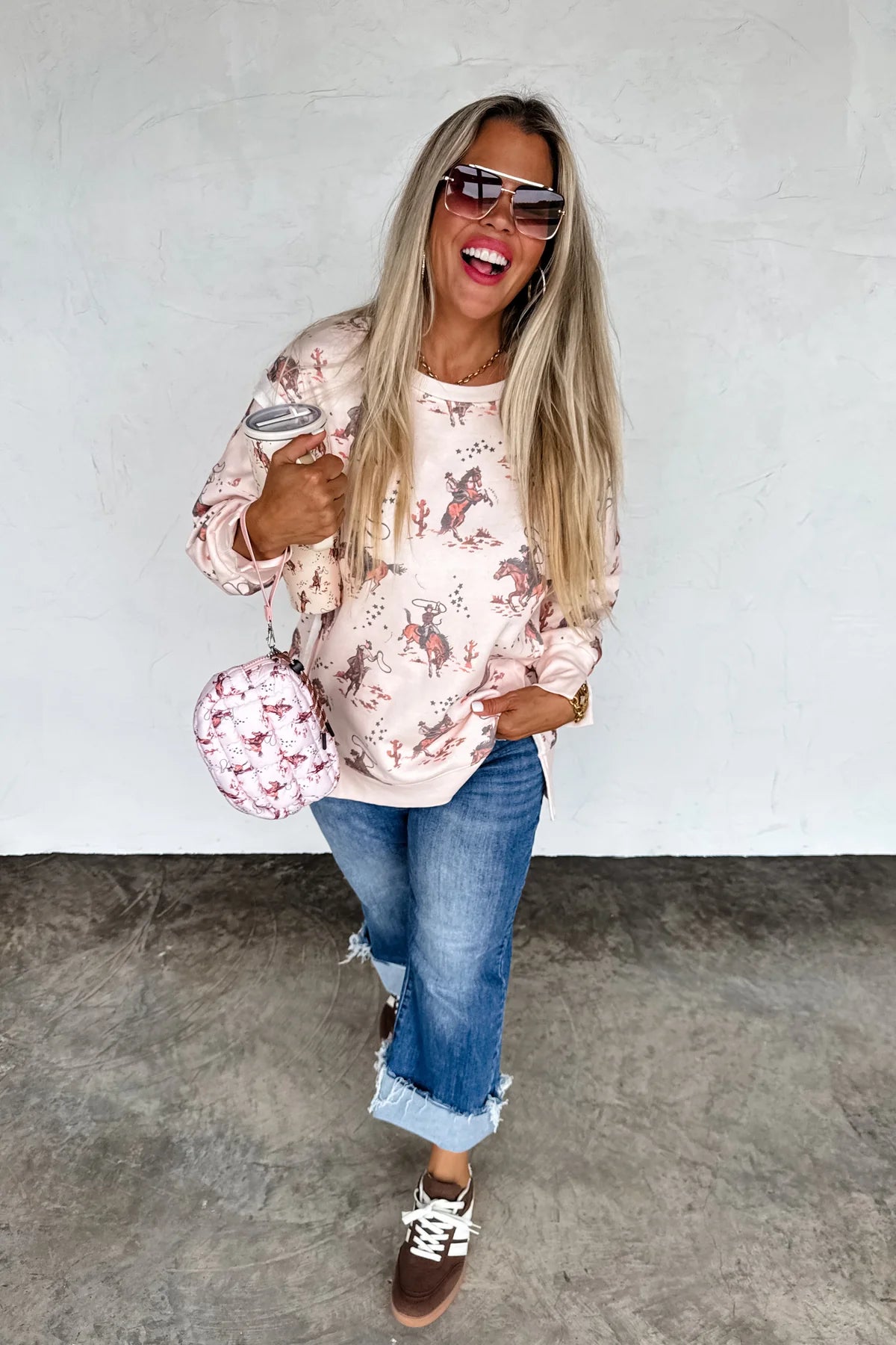 Floral & Cowboy Mini Puff Clutch bag • Quick Ship