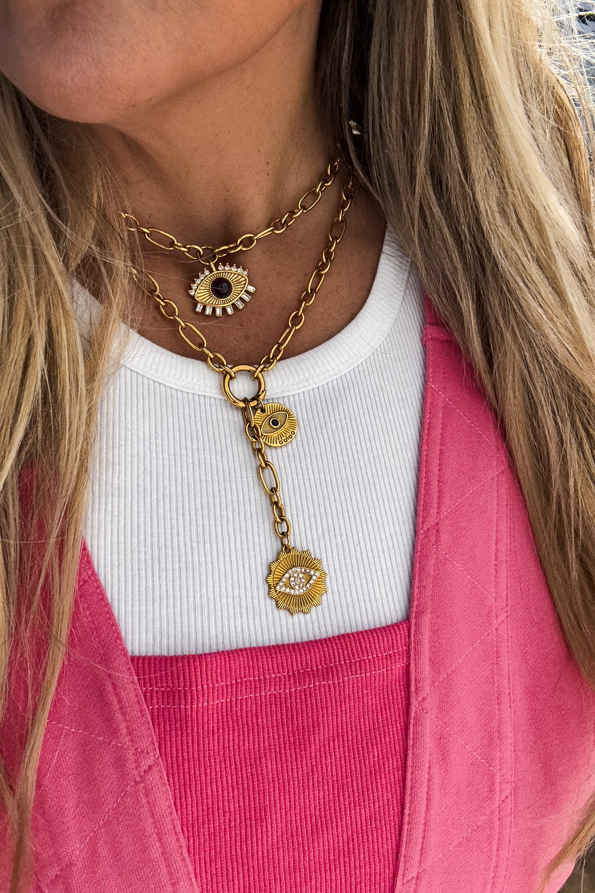 gleaming guardian gold necklace • Quick Ship
