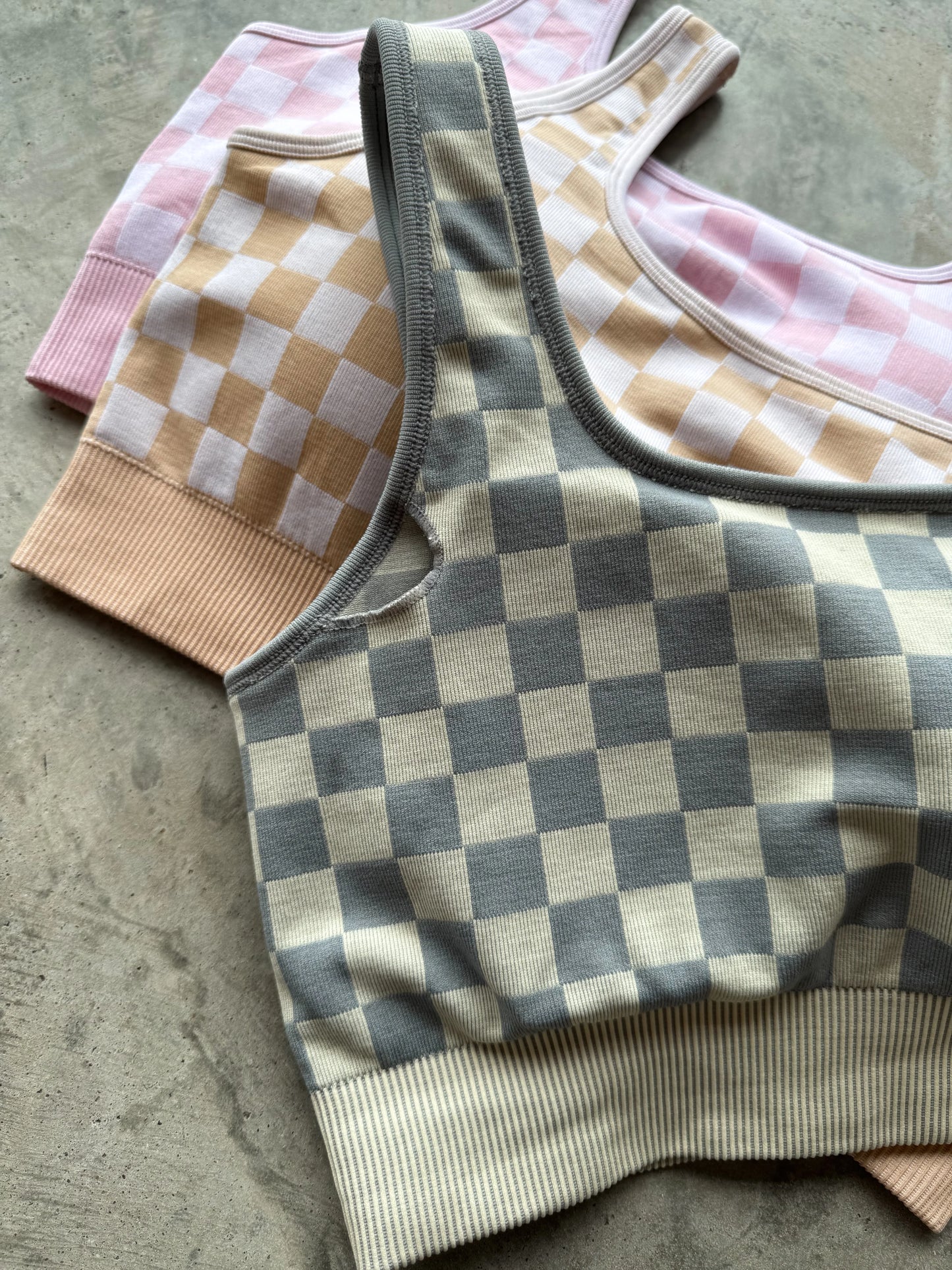 Checker bra & biker short set (4 colors) • Quick Ship