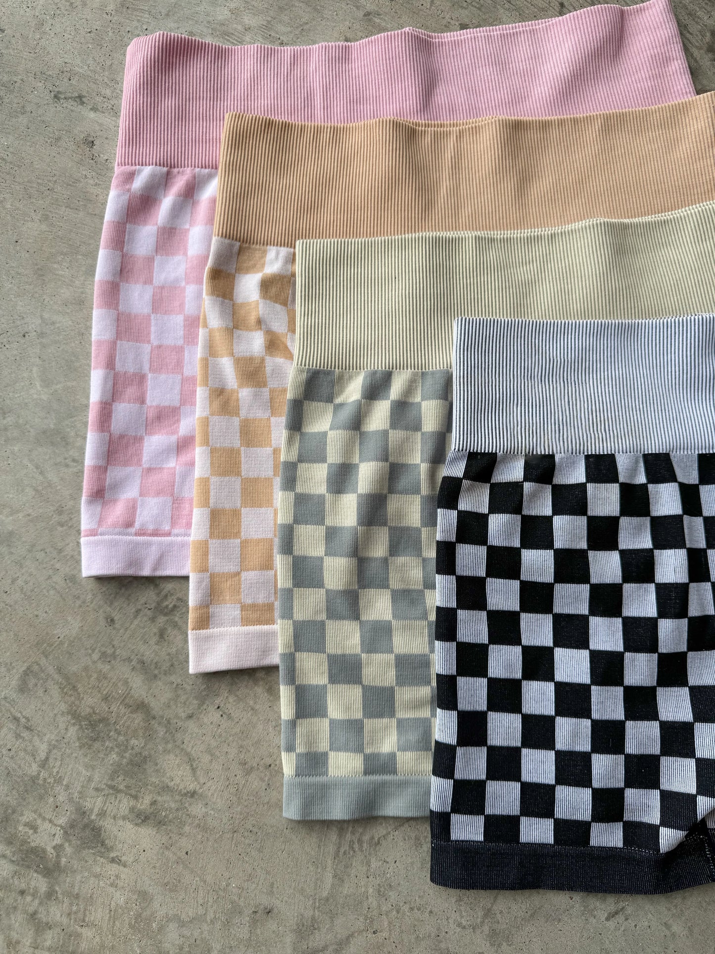 Checker bra & biker short set (4 colors) • Quick Ship