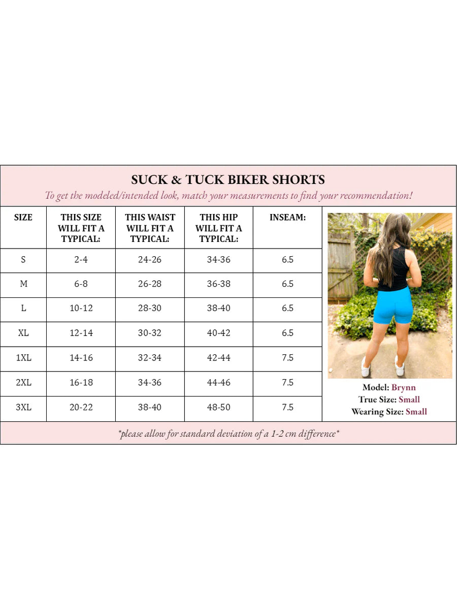 Sasha Suck & Tuck biker shorts (neon sky) • Quick Ship