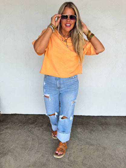 Regan raw hem tee (4 colors)