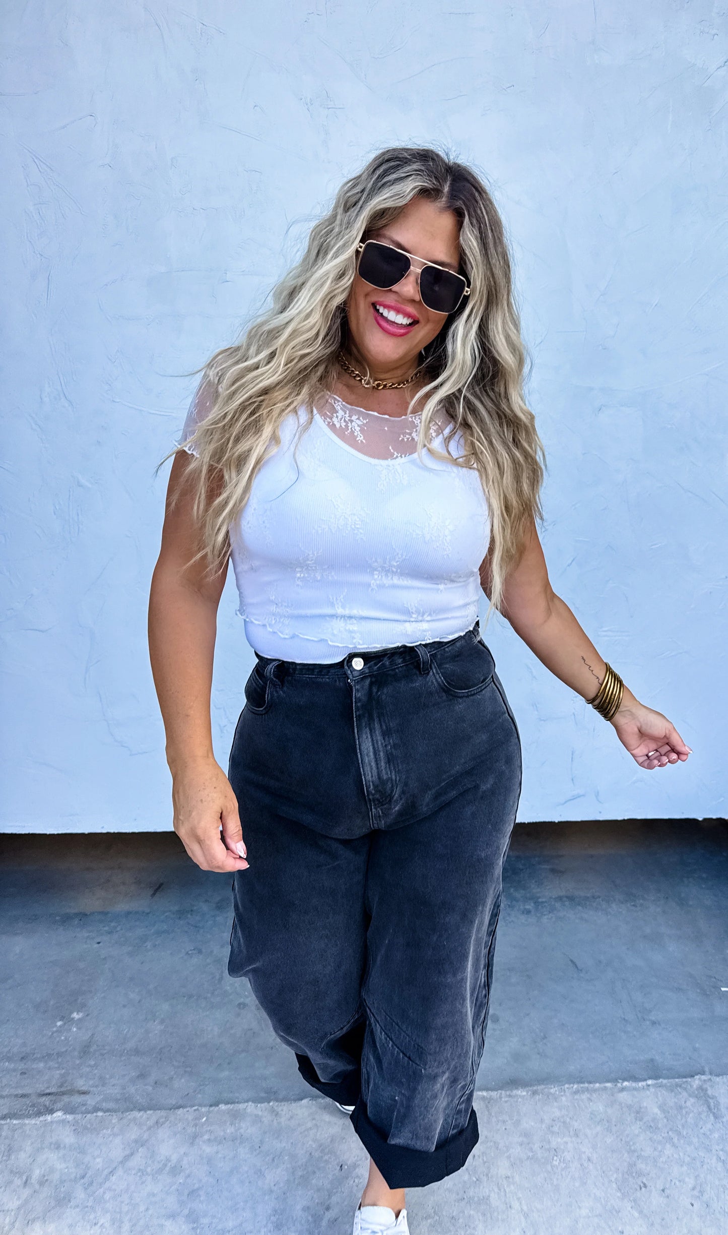 alle short sleeve lace top (4 colors) • Quick Ship