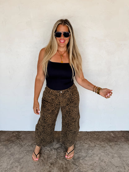 bex cheetah barrel jeans (stretchy) • Quick Ship