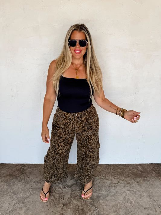 bex cheetah barrel jeans (stretchy) • Quick Ship