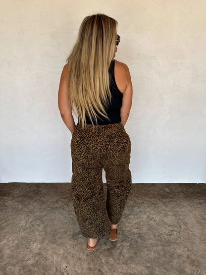 bex cheetah barrel jeans (stretchy) • Quick Ship