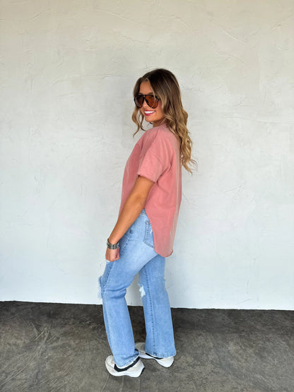 Joey washed cotton boyfriend tee • Quick Ship