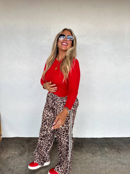 Haddie Silky Cheetah wide leg pants