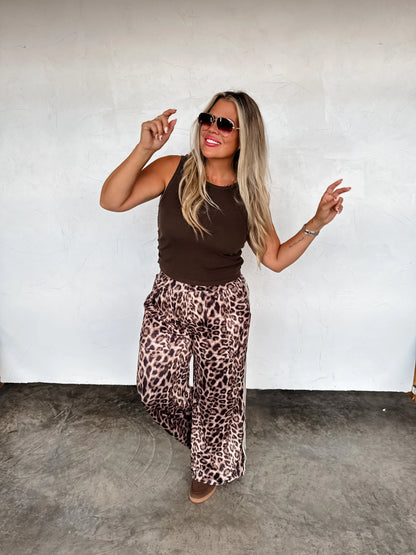 Haddie Silky Cheetah wide leg pants
