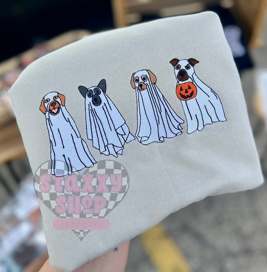 PREORDER : spooky pups embroidered crew