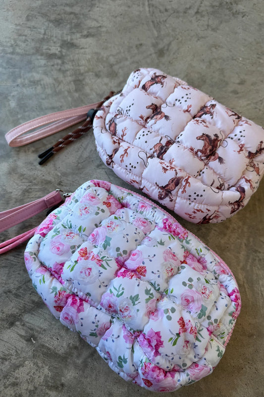 Floral & Cowboy Mini Puff Clutch bag • Quick Ship