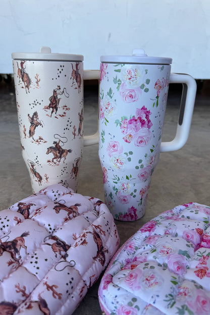 Floral & Western stainless steel tumbler (6 colors)• Quick Ship