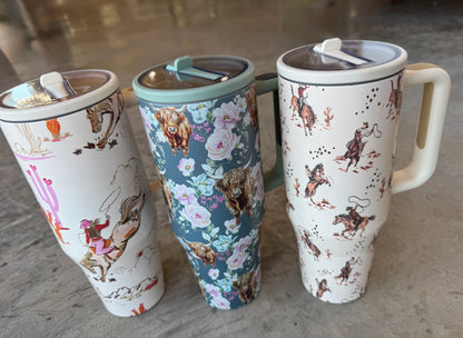 Floral & Western stainless steel tumbler (6 colors)• Quick Ship