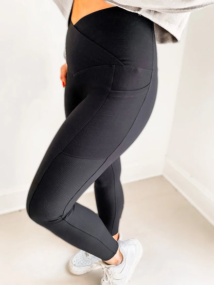 Max Sculpt ribbed leggings - BLACK