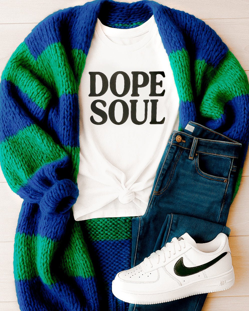 Oversized chunky striped balloon sleeve duster • Quick Ship