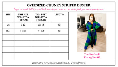 Oversized chunky striped balloon sleeve duster • Quick Ship