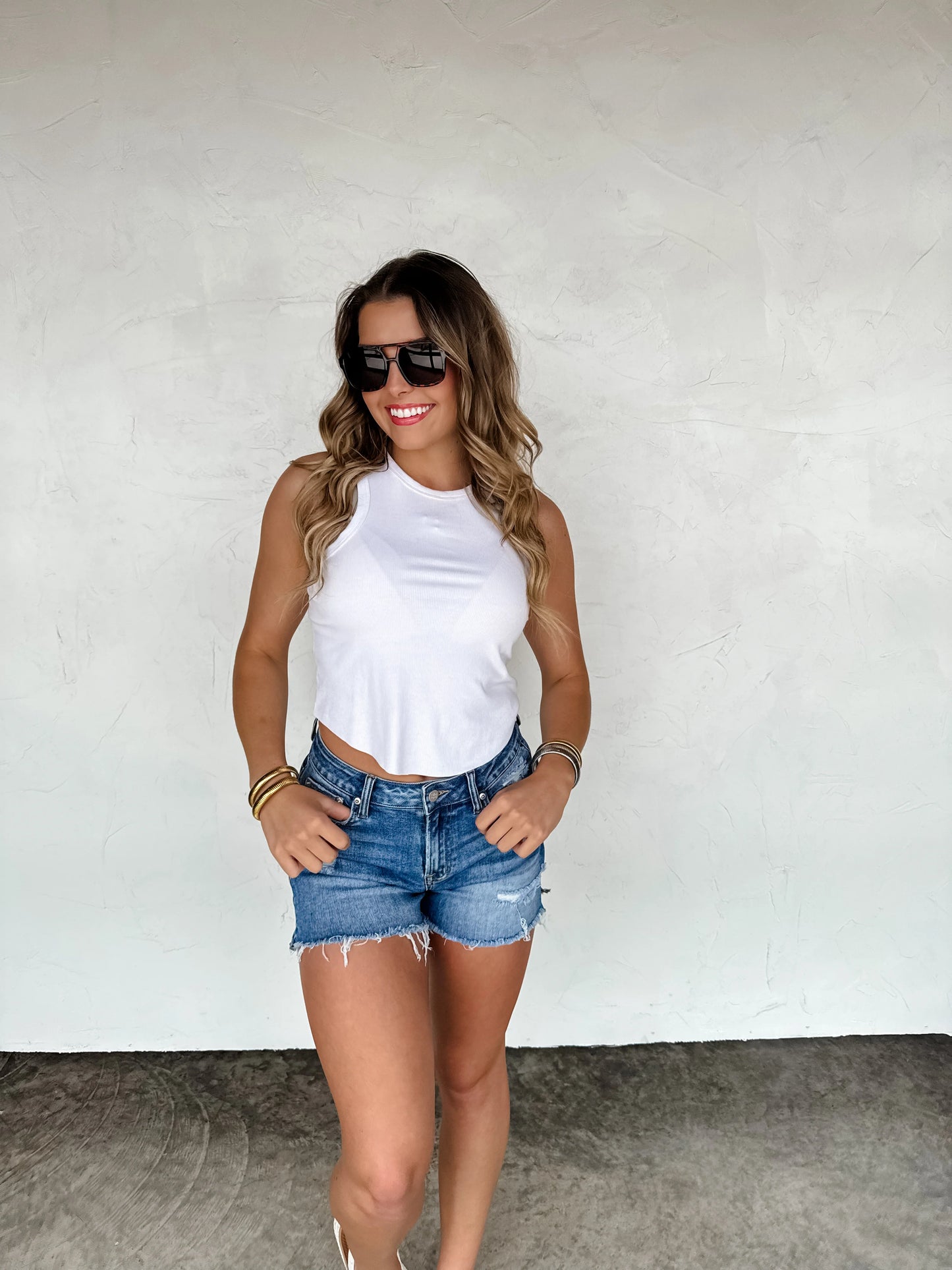 River raw hem short-shorts