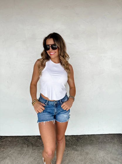 River raw hem short-shorts