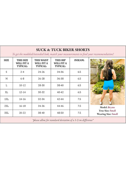 Sasha Suck & Tuck biker shorts (neon sky) • Quick Ship